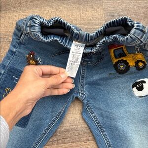 Next Kids Blue Jeans with Fun Embroidery